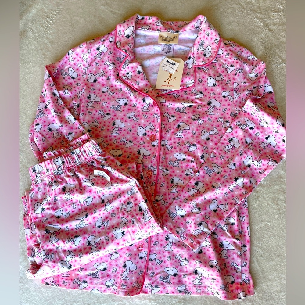 Munki Munki Women’s Pajamas Peanuts Size Medium Pink